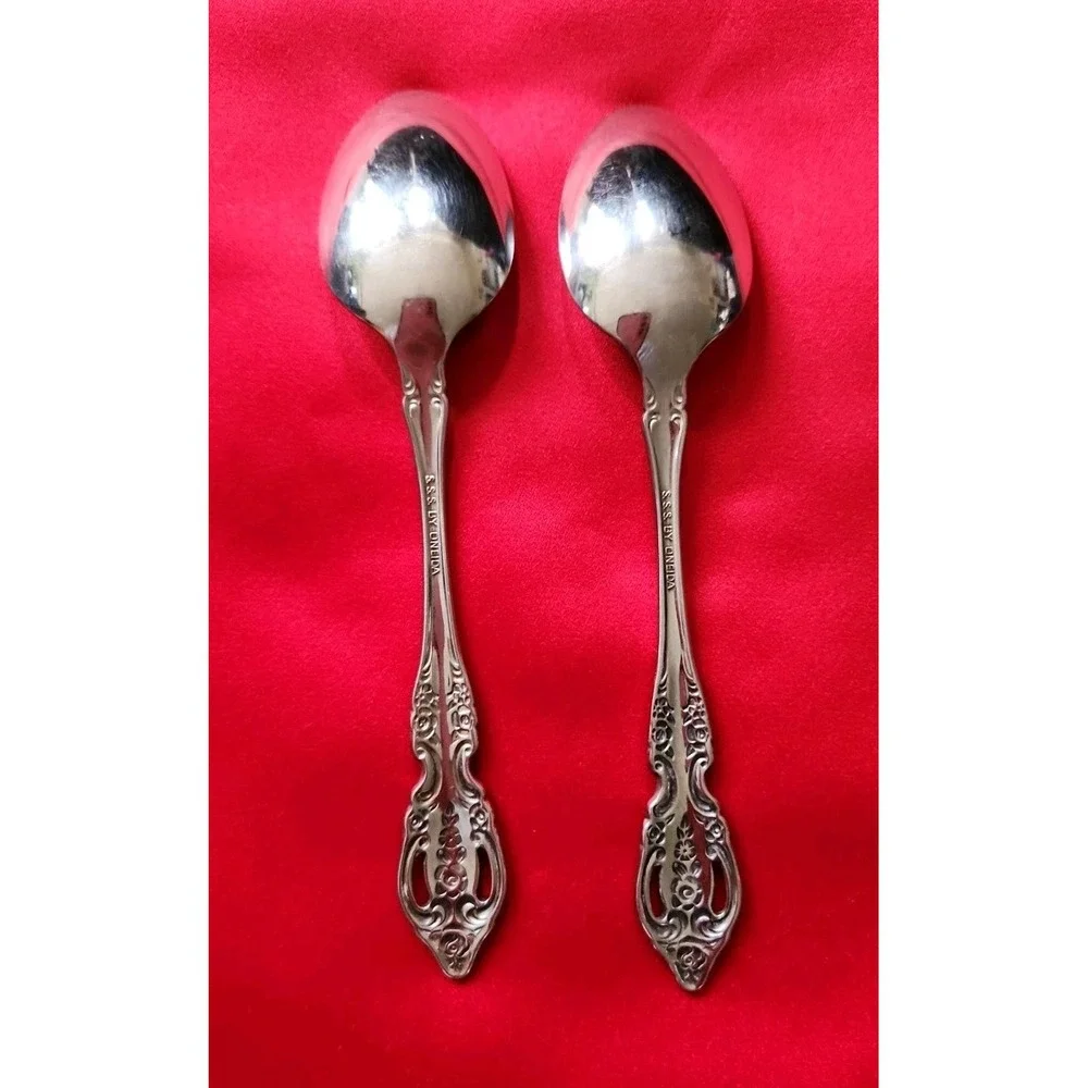 Oneida SSS Renoir-Pembrooke Stainless Teaspoons Set of 2 Floral Pierced 6